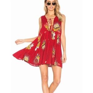 Free People Red Floral Mini Dress